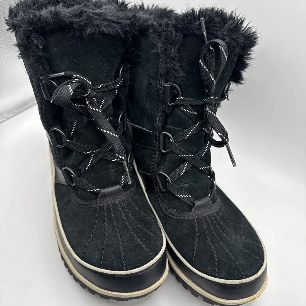 Sorel Womens Boot Size 7 Tivoli II Suede Black Waterproof Barely Worn Booties 38